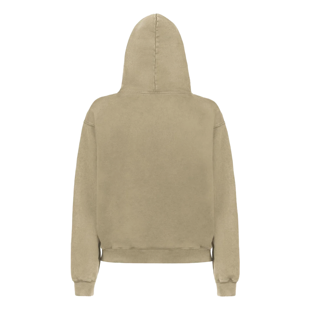 LA SIESTA washed sand oversized hoodie, back view
