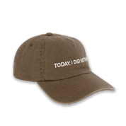 LA SIESTA washed brown cap with embroidered slogan, side view