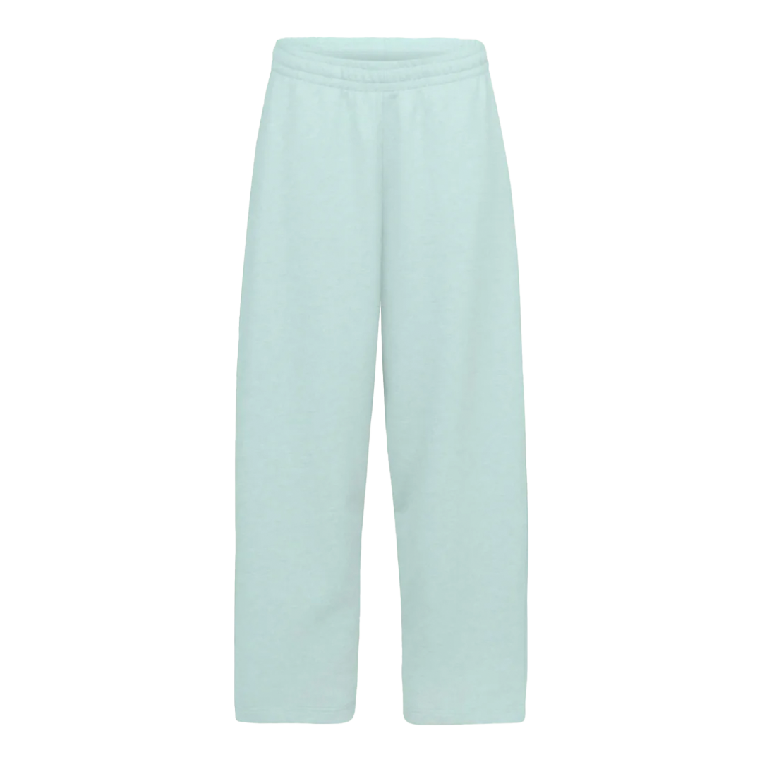 LA SIESTA “What Are You Looking At” sky blue sweatpants with relaxed fit, front view